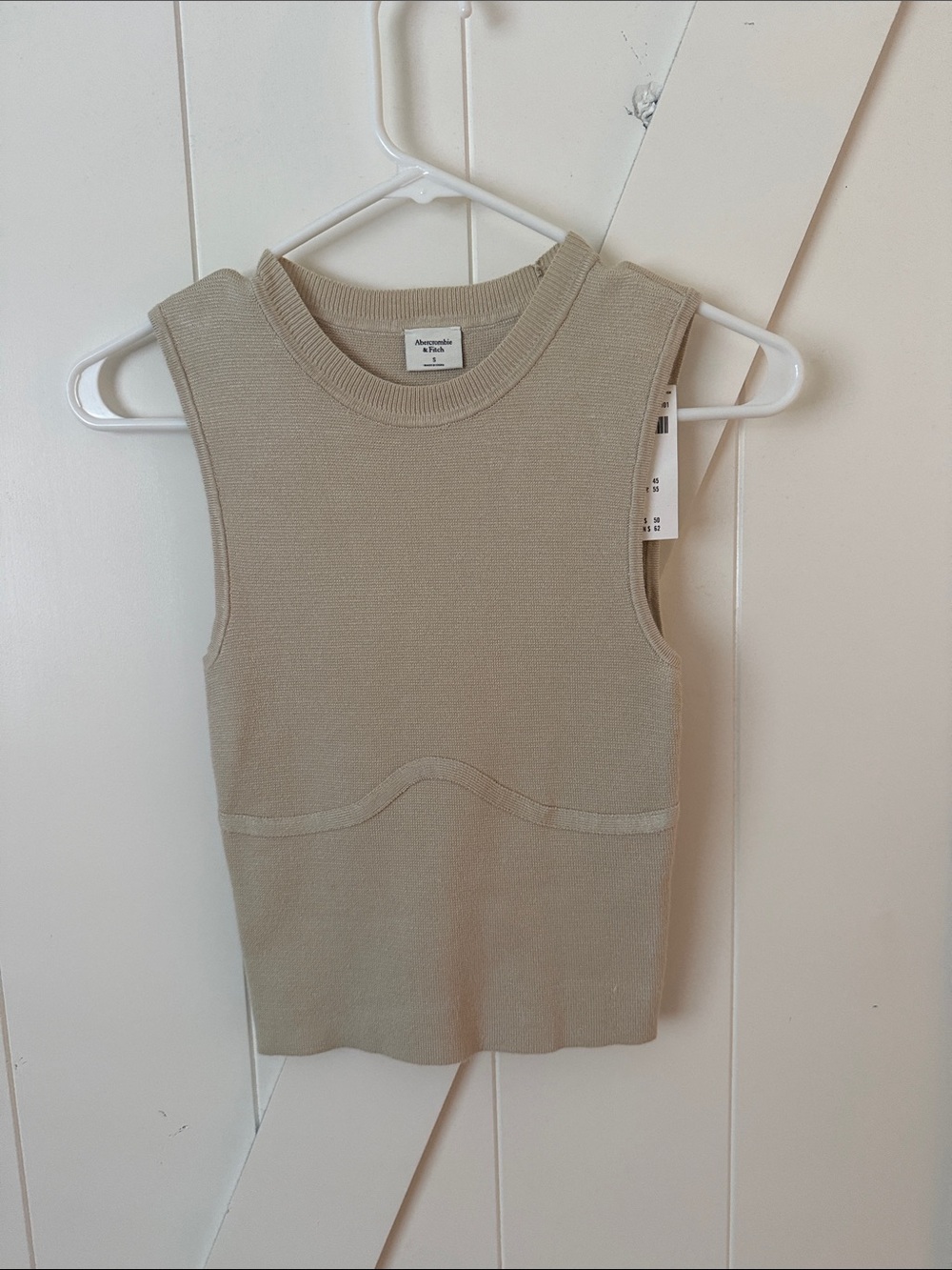 Abercrombie & Fitch Ribbed Tank Top in Light Beige